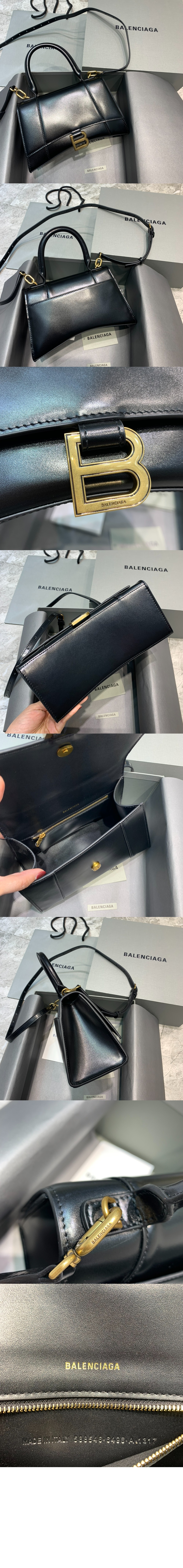 발렌시아가 아워글래스 스몰 탑핸들백 593546