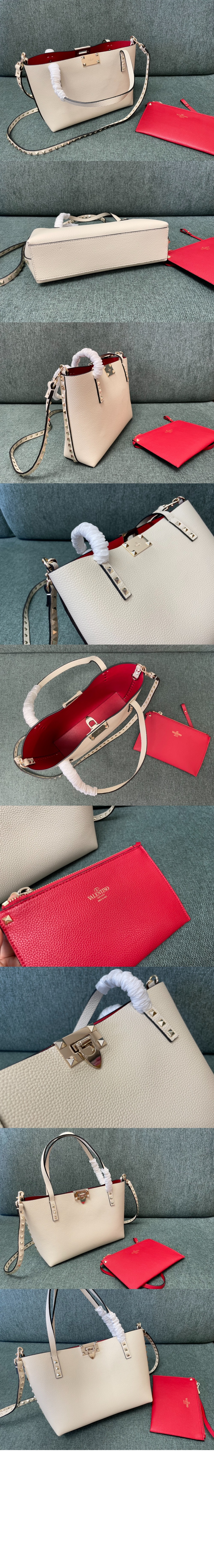 발렌티노 콘트라스트 라이닝 락스터드 백