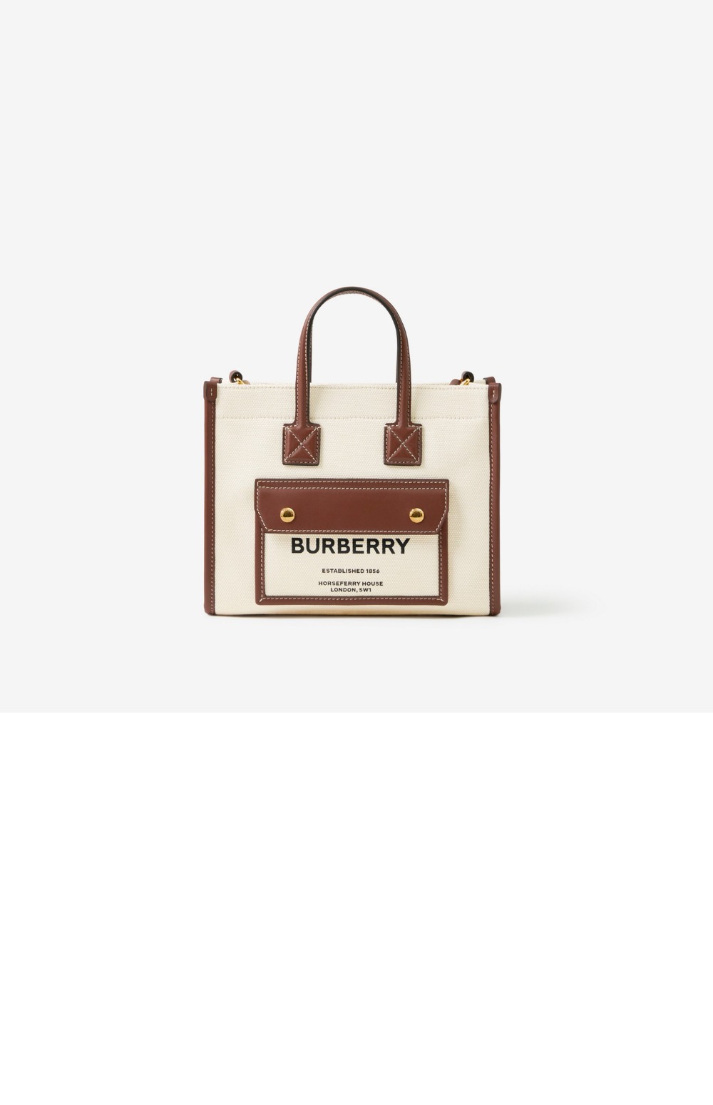버버리 미니 투톤 캔버스 토트백 80441431