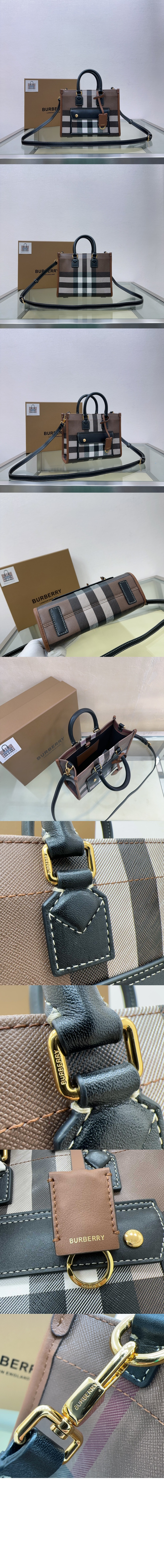 버버리 미니 체크 토트백 80696611