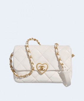 샤넬 스몰 플랩백 램스킨 플렉시 & 골드 메탈 화이트