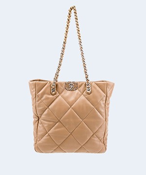 샤넬 19백 샤이니 램스킨 브라운 실버