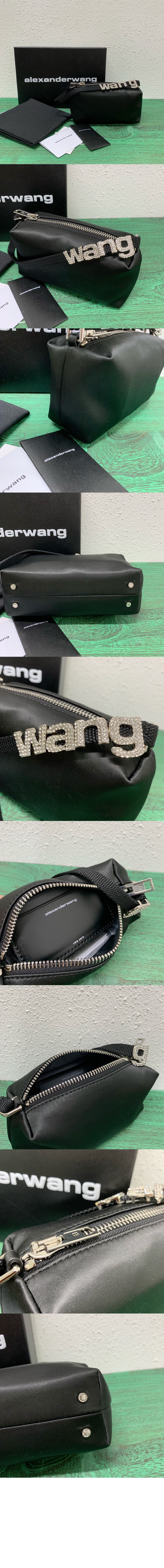 알렉산더왕 크리스탈 로고 장식 새틴 클러치 20121P