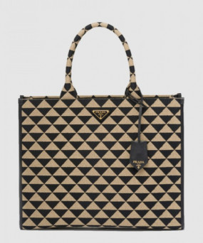 프라다 자카드 패브릭 토트백 1BA356