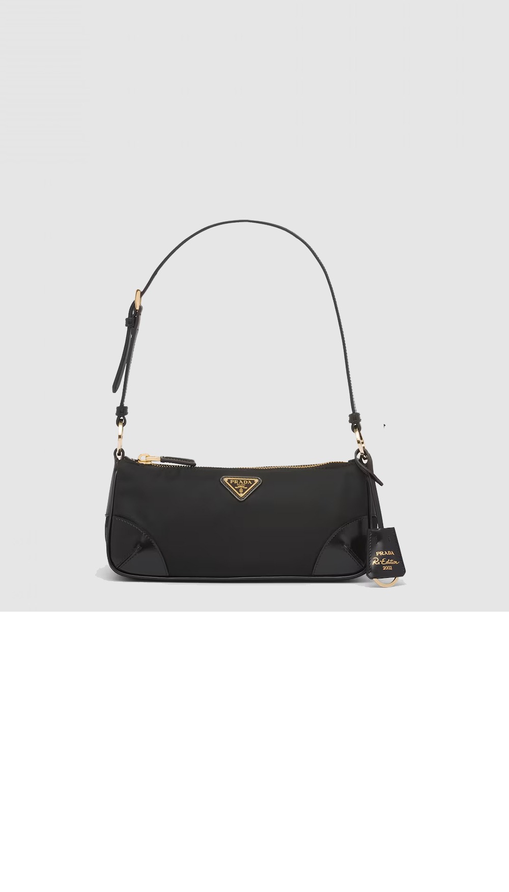프라다 리에디션 2002 리나일론 및 브러쉬드 가죽 숄더백 1BC201