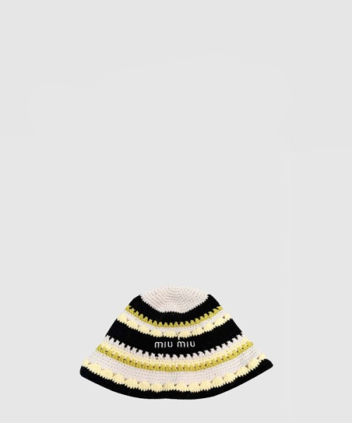 미우미우 니트 스트라이프 캡 5HC697