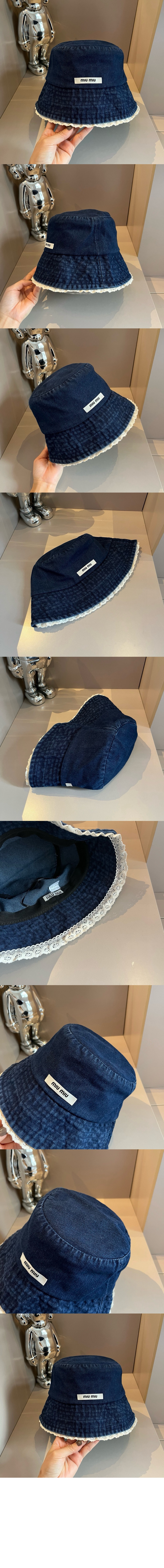 미우미우 데님 로고 버킷햇 5HC154