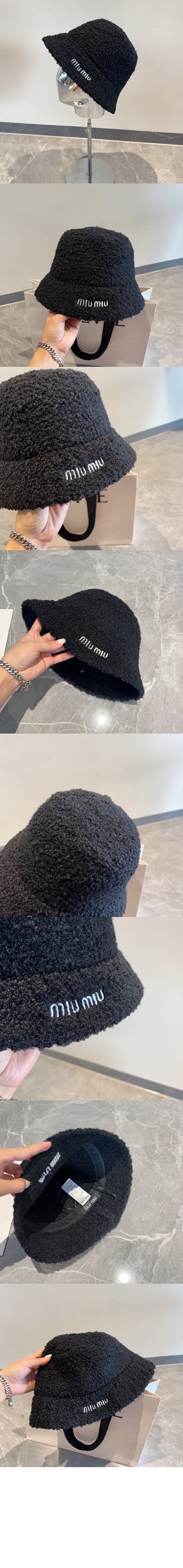 미우미우 로고 자수 버킷햇 5HC196