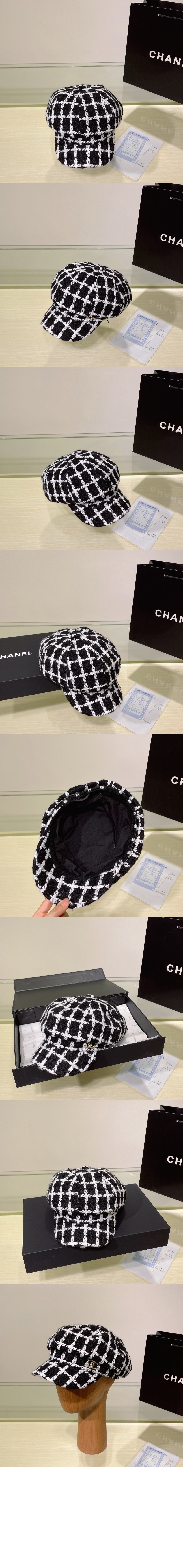 샤넬 울 트위드 팔각모자 AA8913