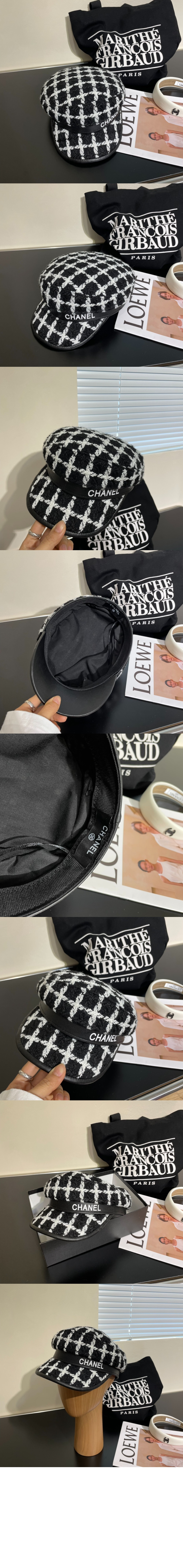 샤넬 울 트위드 팔각모자 AA8911