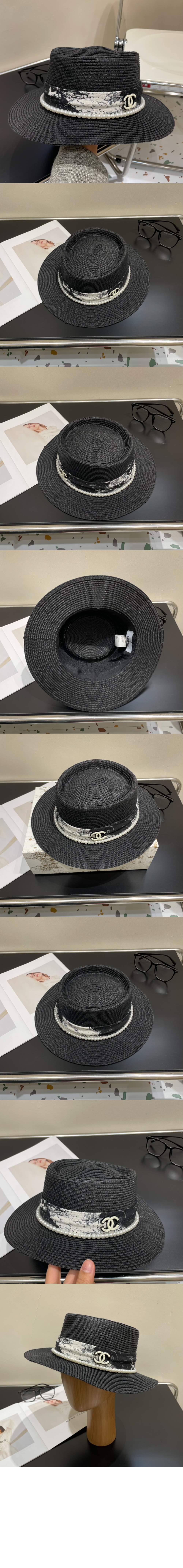 샤넬 선캡 밀짚모자 AA6342