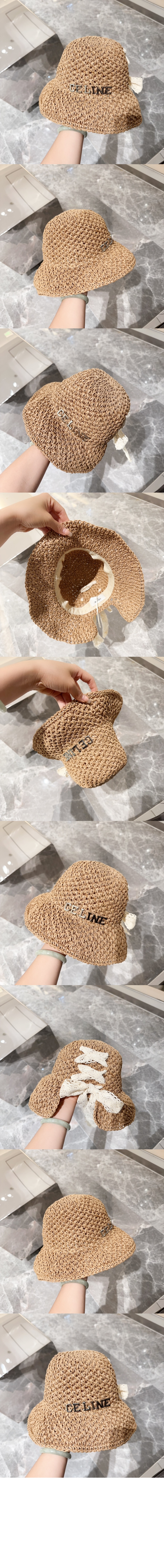 셀린느 뜨개질 밀짚모자 2A63U3