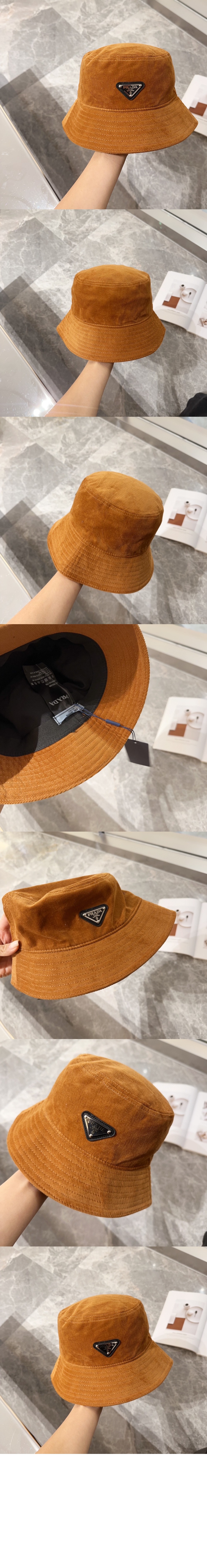 프라다 코듀로이 자수 벙거지 1HC257