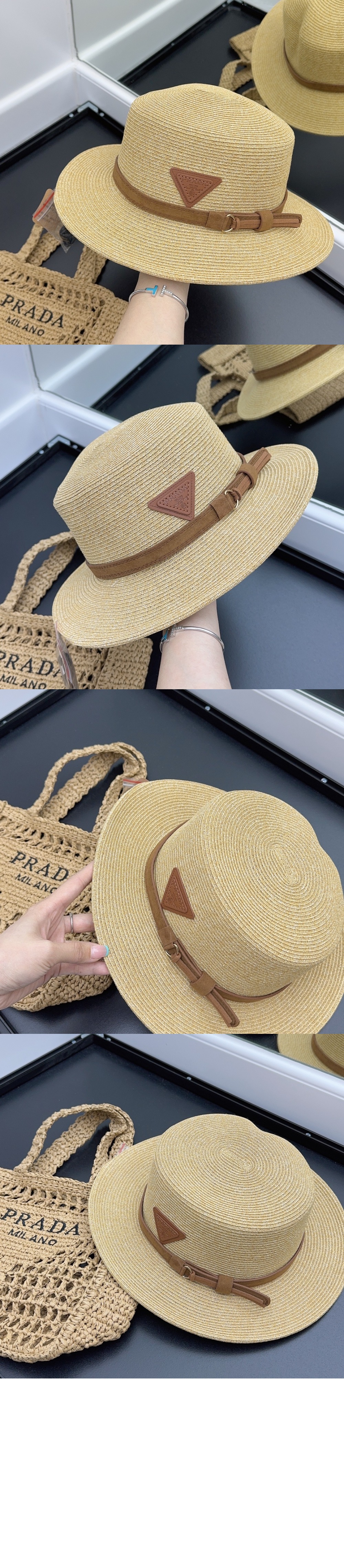 프라다 밀짚모자 선캡 1HC255