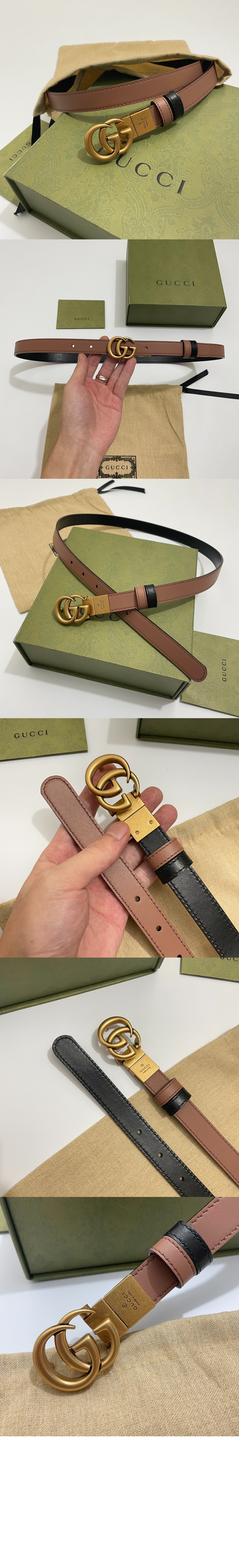 구찌 GG 마몽 리버서블 씬 벨트 659418