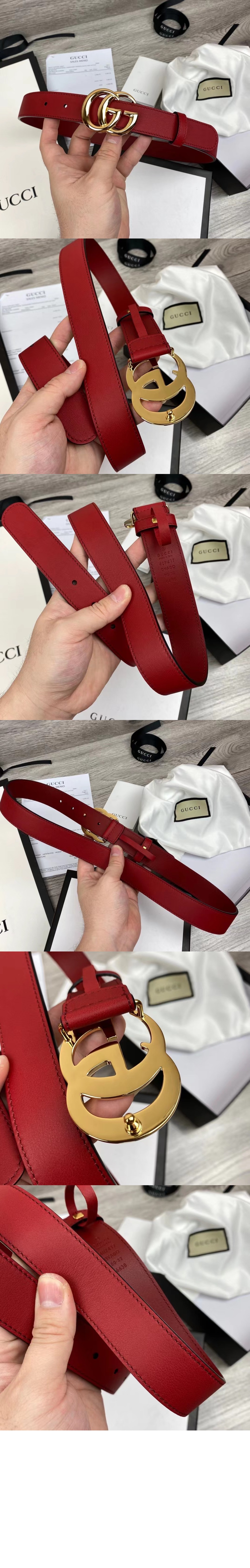 구찌 GG 마몽 씬 벨트 625839 30mm