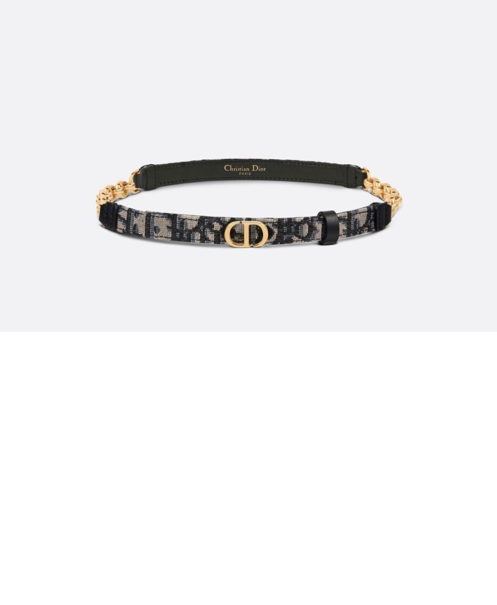 디올 프린트 메탈 체인 벨트 B0258