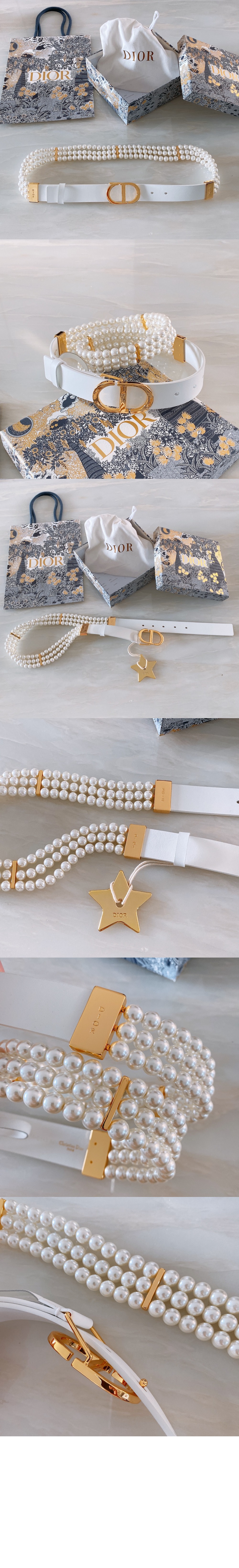 디올 유리구슬 스무스카우 가죽벨트 B0292