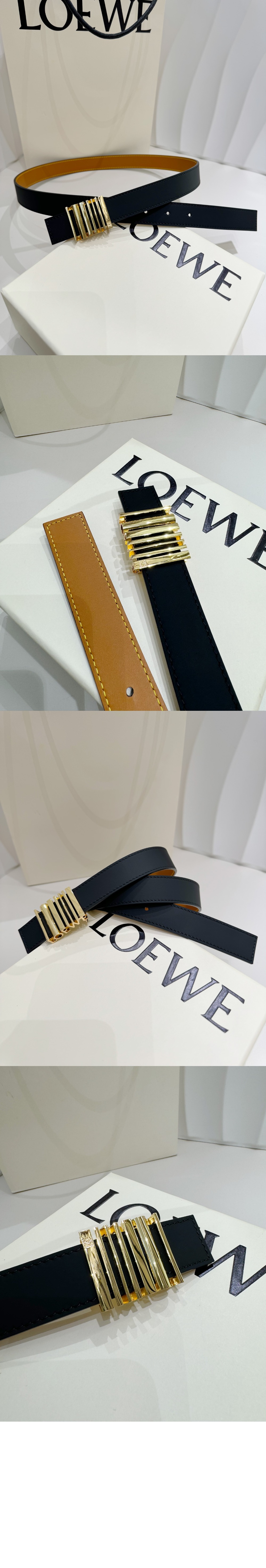 클래식 소가죽 기하학 벨트