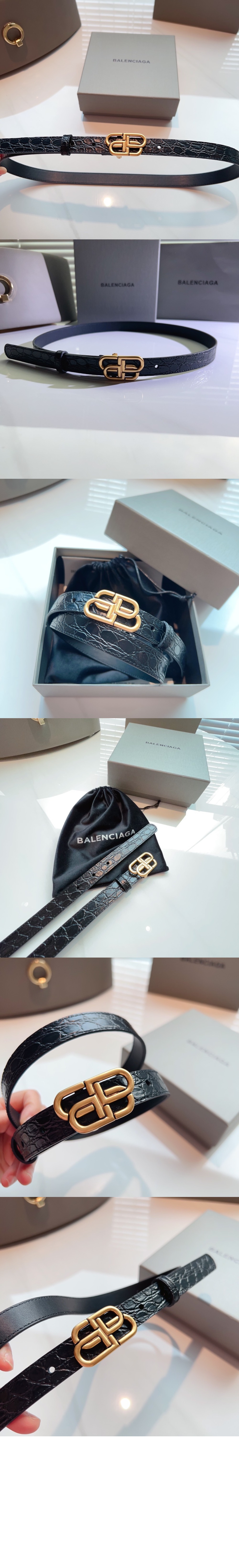 발렌시아가 크로커 엠보 소가죽 벨트 640450