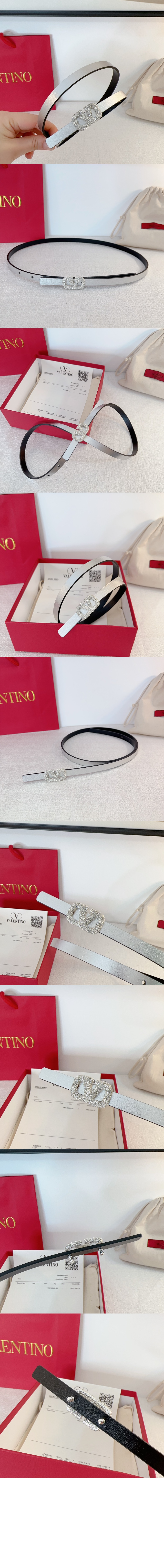 송아지 가죽 V 로고 양면 벨트