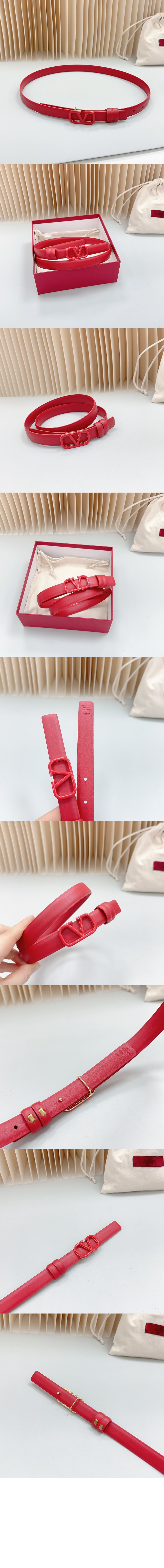 브이로고 시그니처 유광 송아지 가죽 벨트