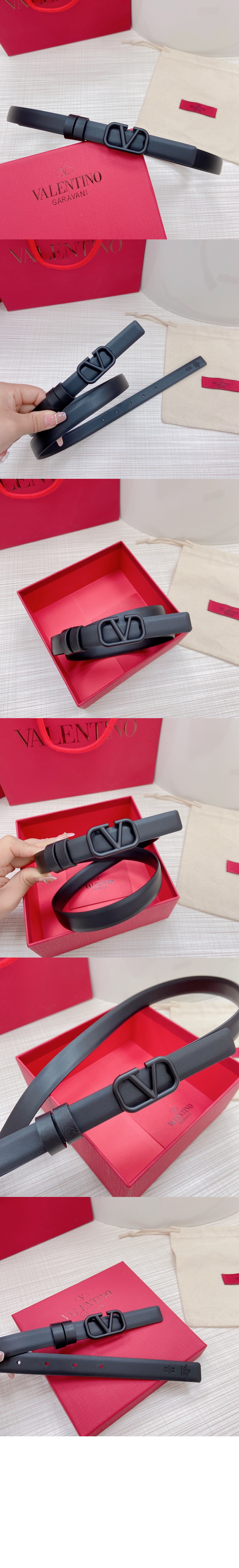 발렌티노 브이로고 시그니처 유광 송아지 가죽 벨트