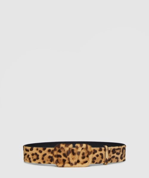 발렌티노 호피무늬 송아지 모피 벨트