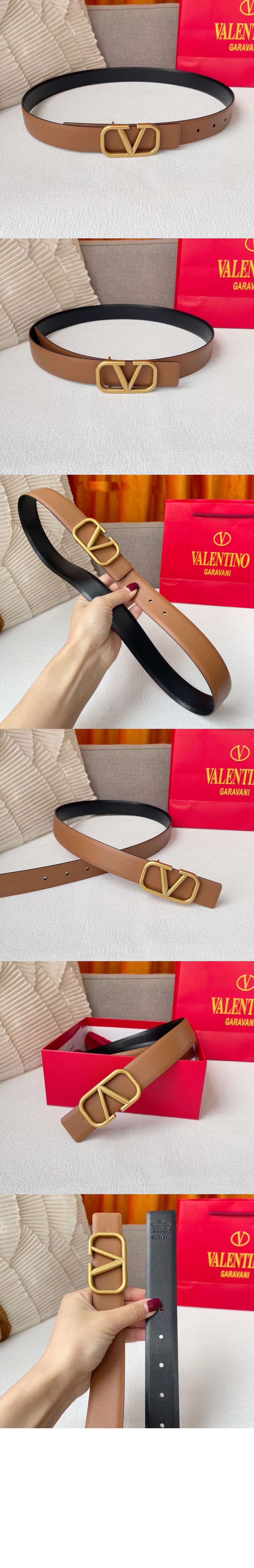 발렌티노 양면 광택 송아지 가죽 벨트