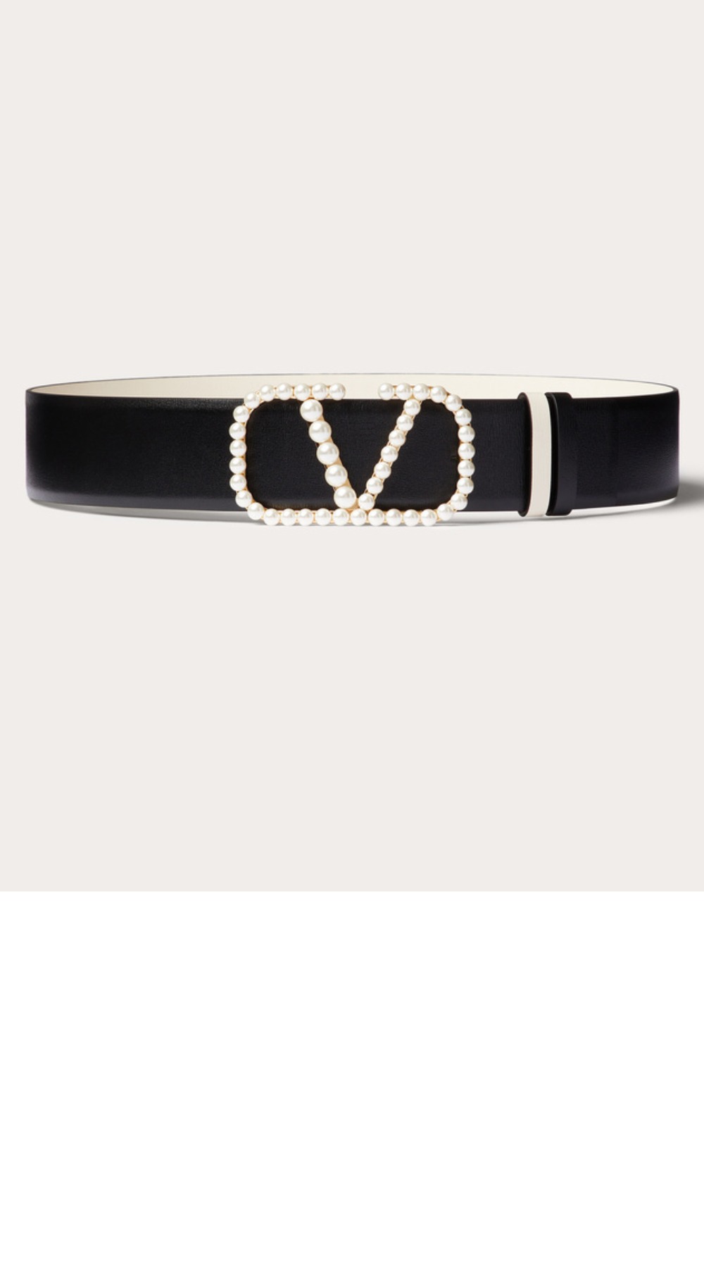 발렌티노 진주 광택이 있는 송아지 가죽 벨트