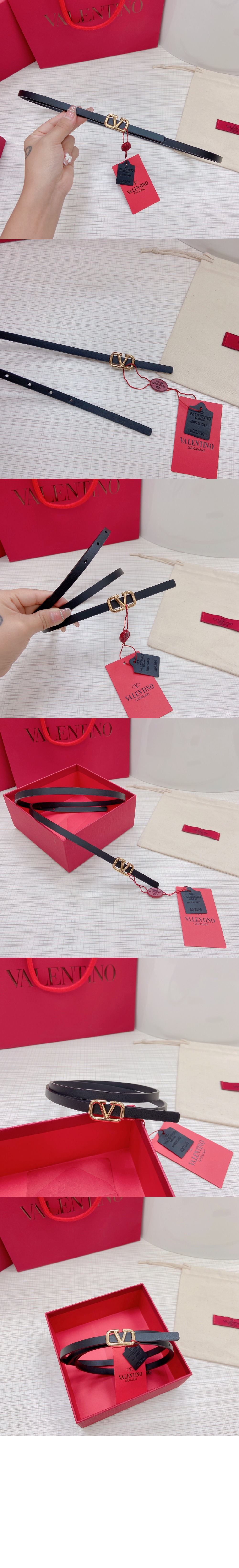 발렌티노 브이로그 시그니처 유광 송아지 가죽 양면 벨트