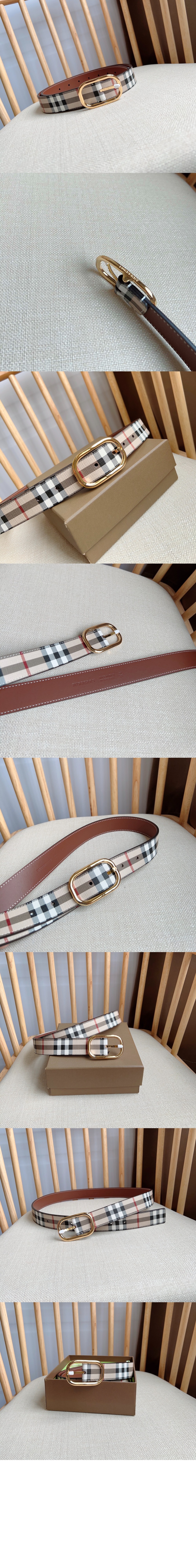버버리 체크 레더 벨트 80660591