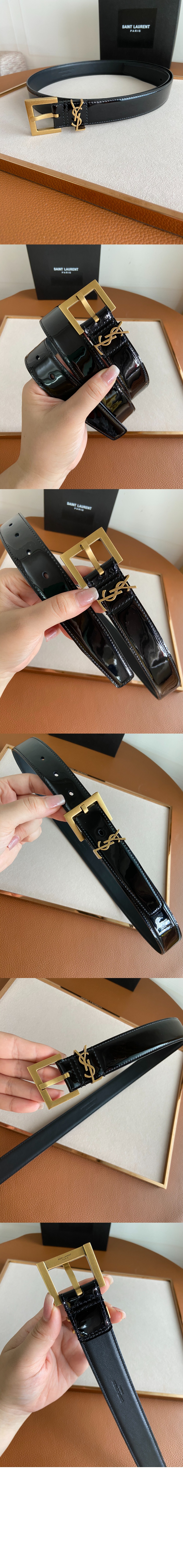 생로랑 매끄러운 가죽 벨트 634437