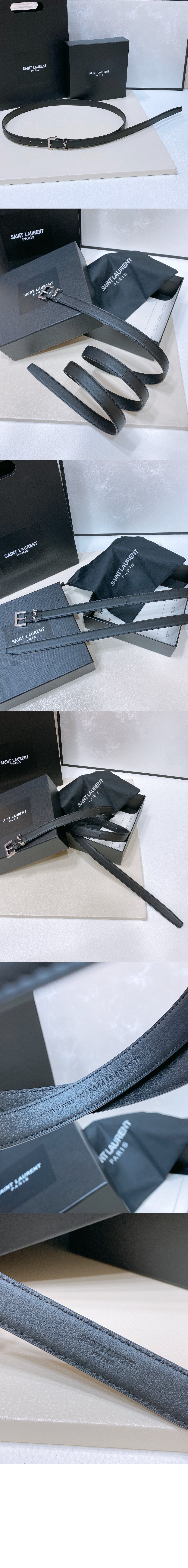 생로랑 베지터블 태닝 가죽 소재의 CASSANDRE 슬림 벨트 782076