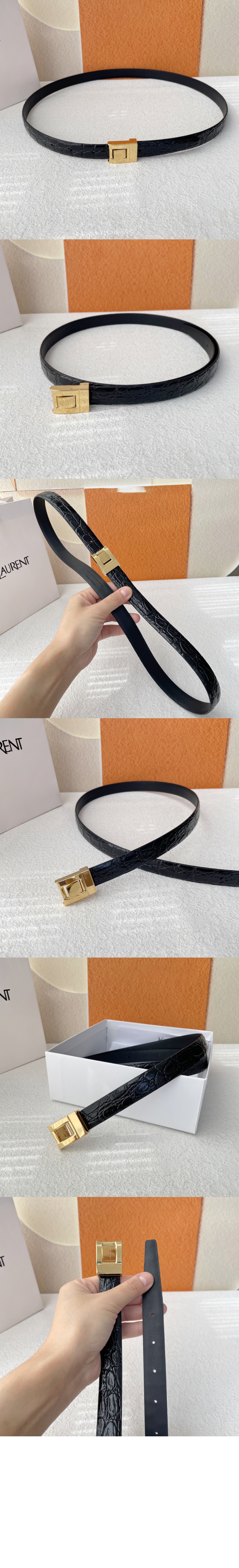 생로랑 악어 엠보 가죽 버클 협벨트 715871