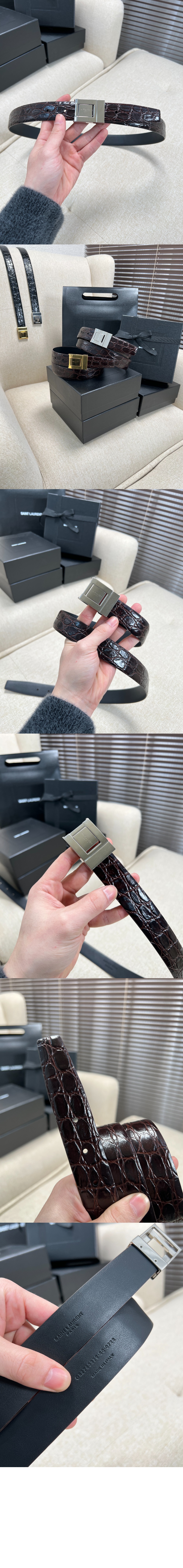 생로랑 크로커다일 엠보스드 가죽 소재의 벨트 7158711