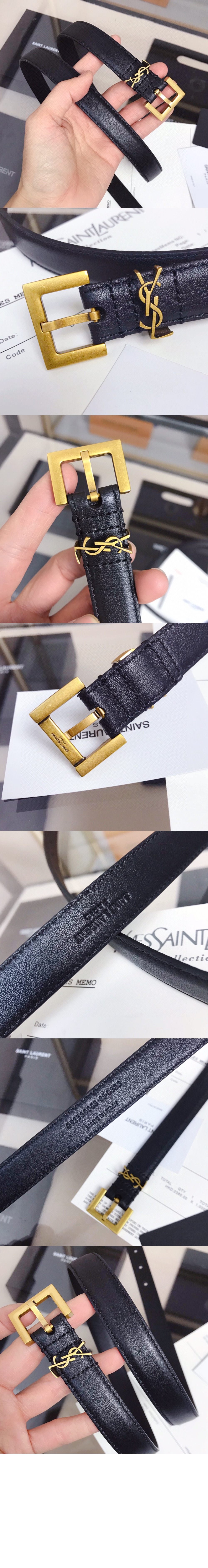 생로랑 래커 처리된 가죽 소재의 스퀘어 버클 554465