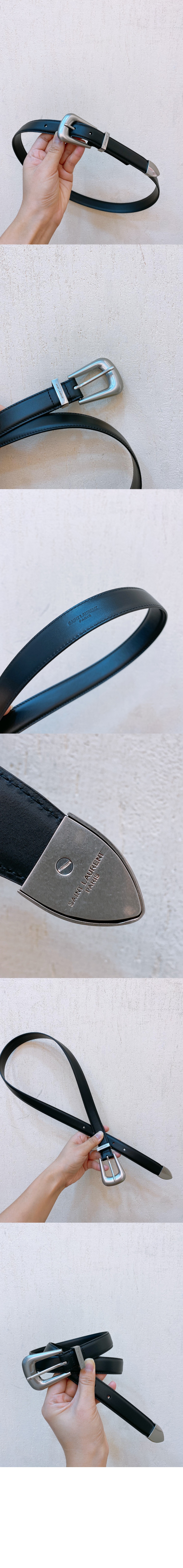 생로랑 부드러운 가죽 소재의 FOLK 버클 벨트 756414