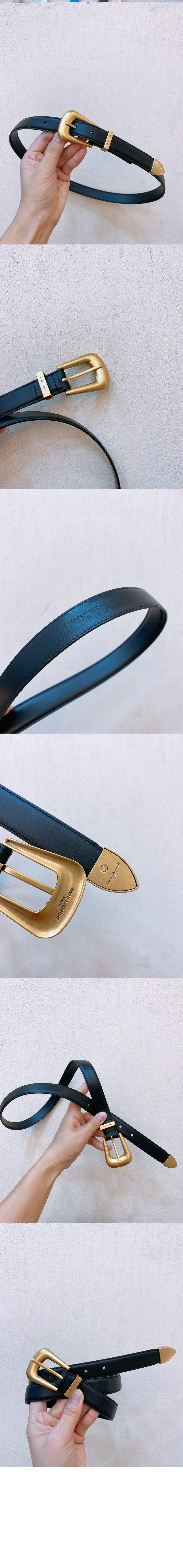 생로랑 부드러운 가죽 소재의 FOLK 버클 벨트 756414