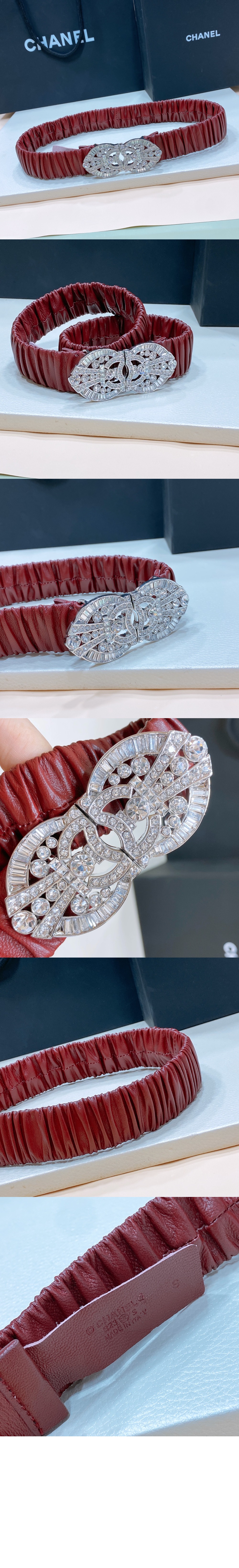 샤넬 램스킨 메탈 스트라스 벨트 AA9012