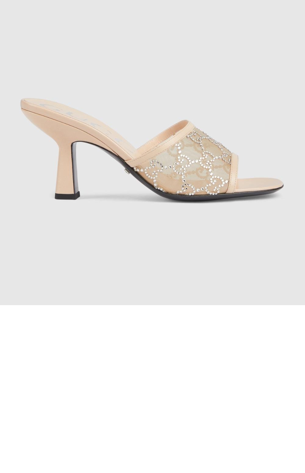 구찌 GG 미드힐 슬라이드 샌들 747245