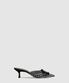 마놀로블라닉 체크무늬 메시 뮬