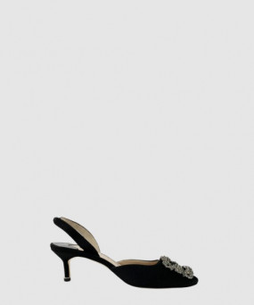 마놀로블라닉 새틴 주얼 버클 뮬