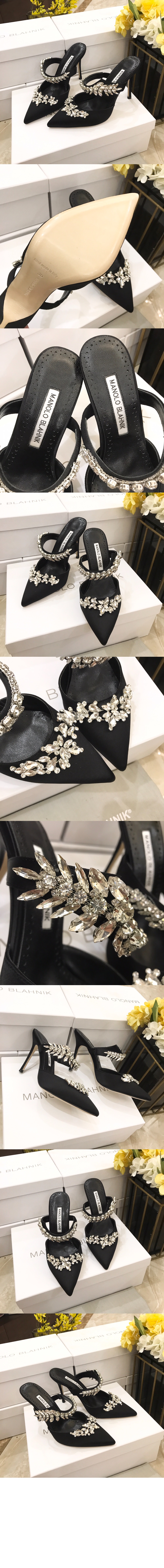 마놀로블라닉 루럼 새틴 크리스탈 뮬