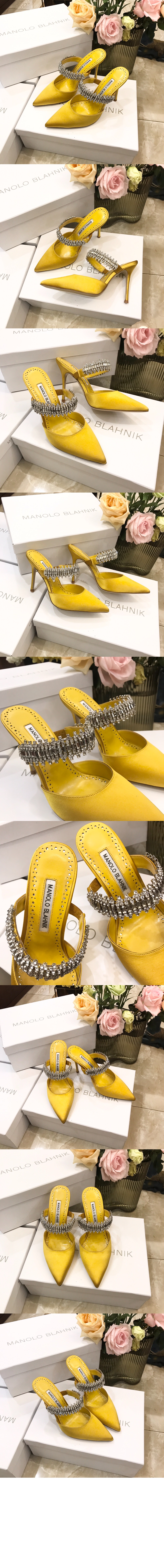 마놀로블라닉 루타라 새틴 크리스탈 뮬