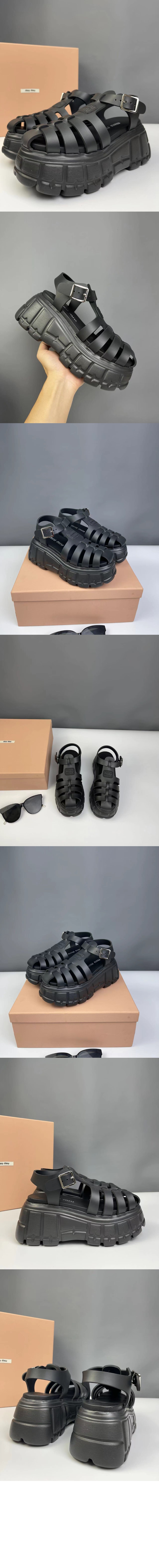 미우미우 EVA 플랫폼 케이지 샌들 5X140E