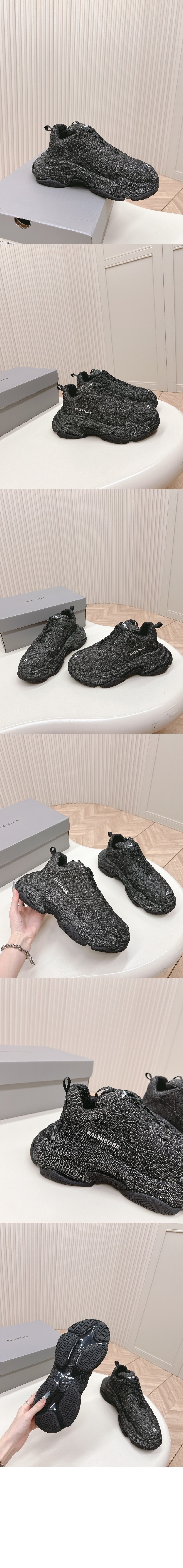 발렌시아가 TRIPLE S 데님 스니커즈 536737