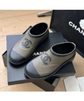 샤넬 CC 로고 투톤 러버 레인 숏 부츠