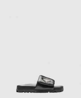 프라다 소프트 패디드 나파 가죽 슬라이더 샌들 1XX648