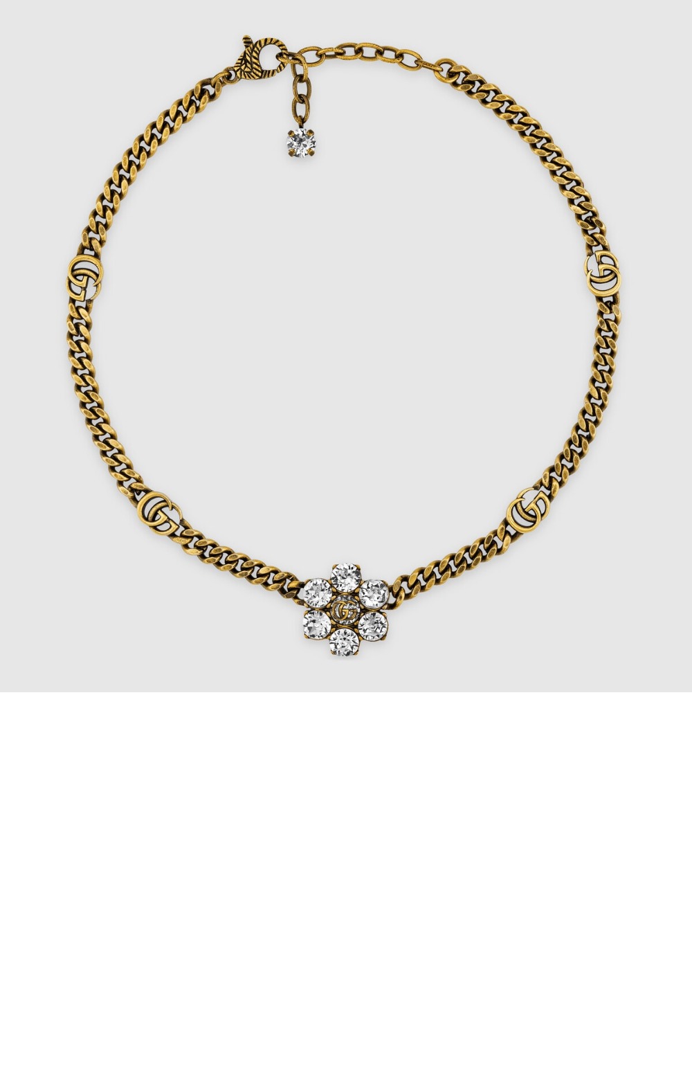 구찌 크리스탈 더블지 목걸이 648633